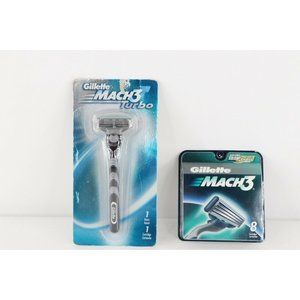 New Gillette Mach 3 Turbo Razor Handle 1 Cartridge and Mach 3 8 Cartridge Refill